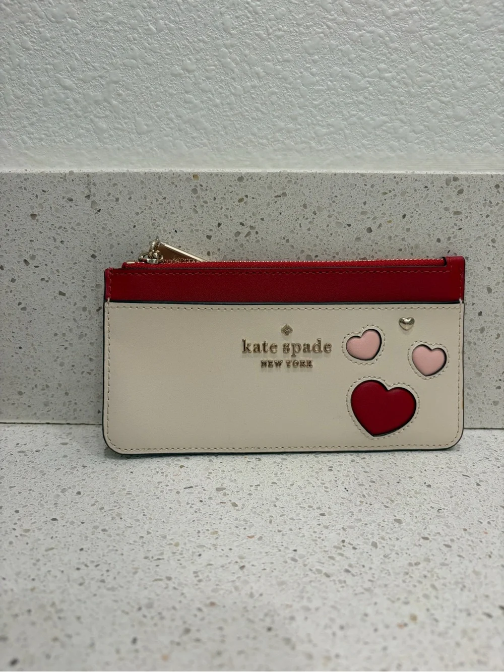 Kate Spade Women’s Wallet Sweet Heart Wallet Cardholder Pink Red Hearts EUC